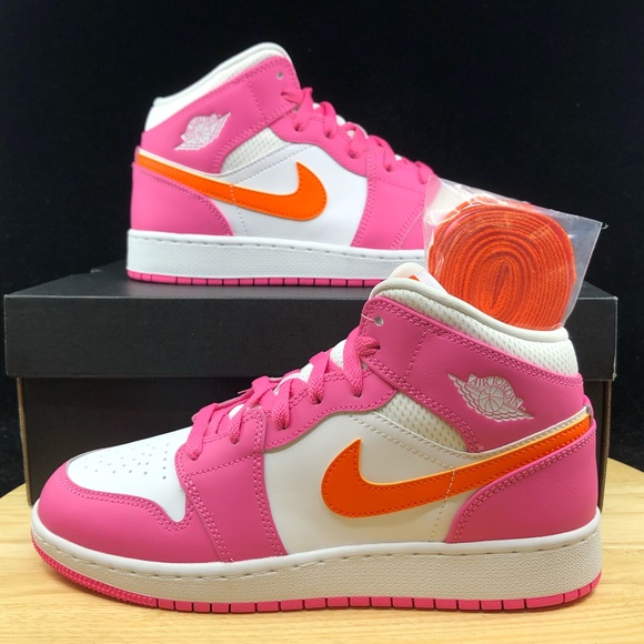 Nike Air Jordan 1 Mid Pinksicle Safety Orange White Multiple sizes DX3240-681 - Picture 1 of 9